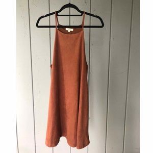 Halter Autumn Suede A-line Midi Dress